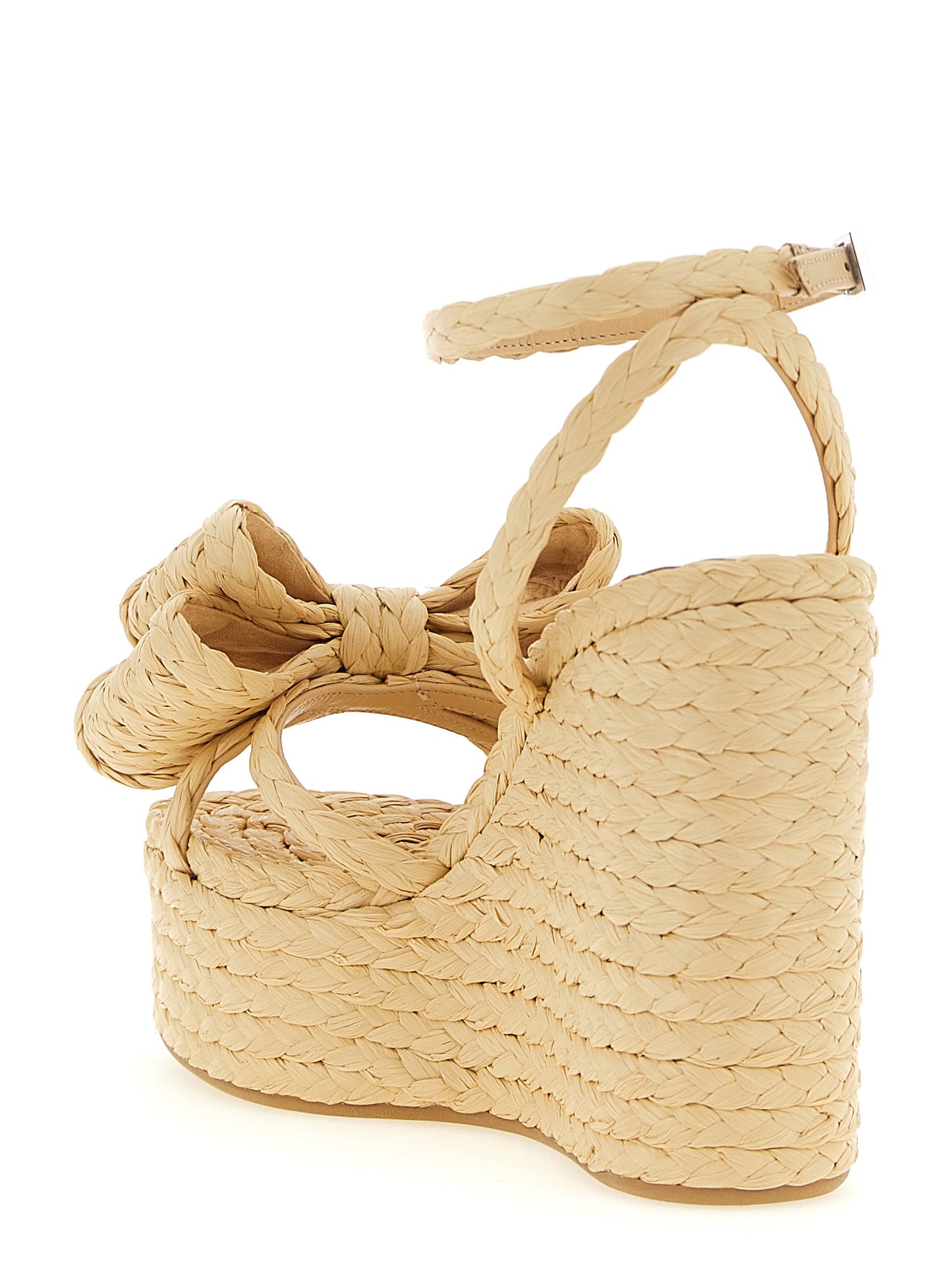 Beige Raffia Wedge Sandals
