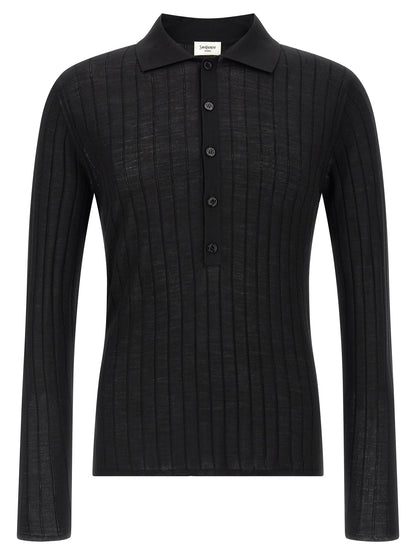 Black Wool Polo Shirt