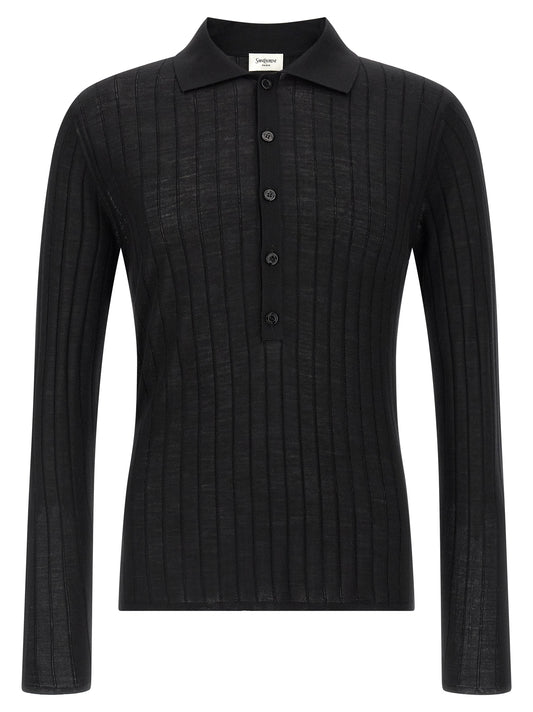 Black Wool Polo Shirt