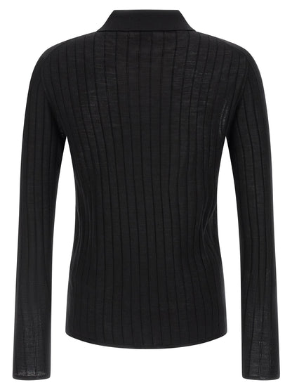 Black Wool Polo Shirt