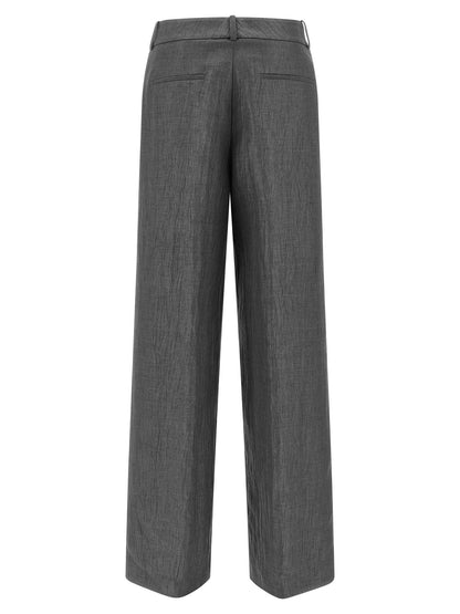 Gray Linen Casual Pants