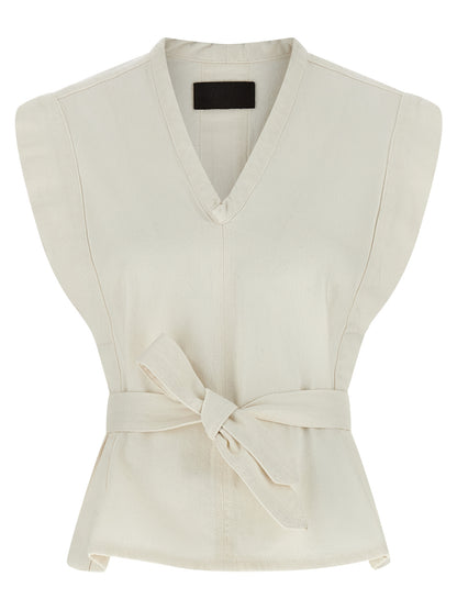 White Cotton Sleeveless Jacket