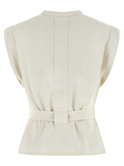 White Cotton Sleeveless Jacket