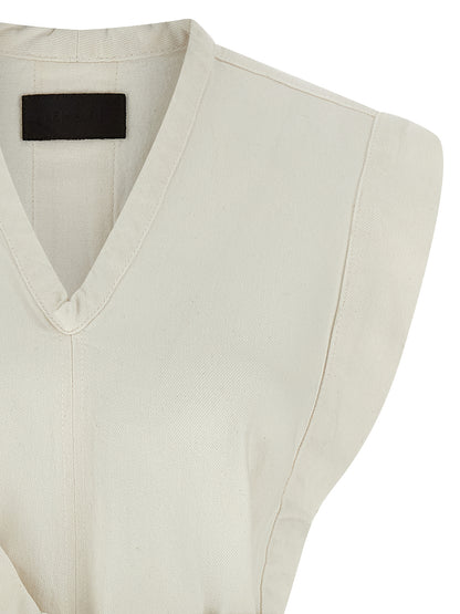 White Cotton Sleeveless Jacket