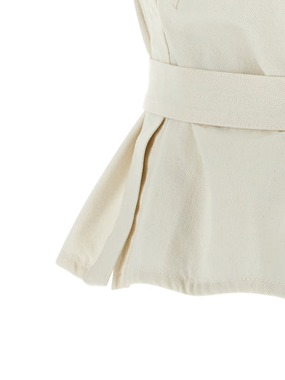White Cotton Sleeveless Jacket