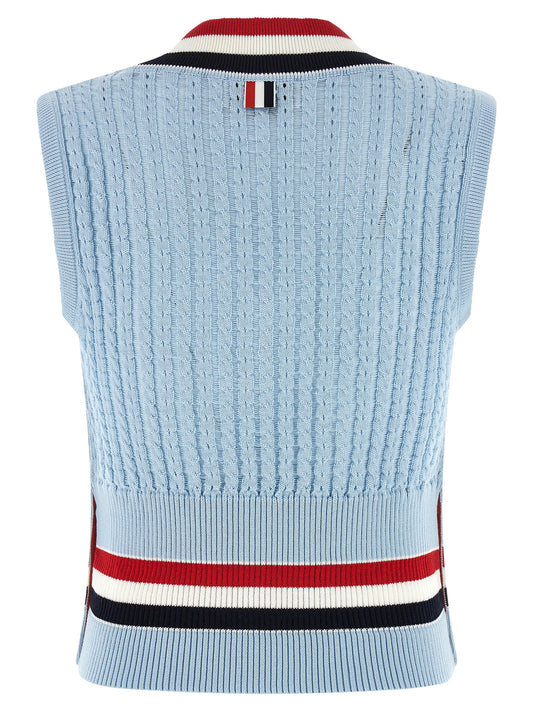 Blue Cotton Sleeveless Jacket