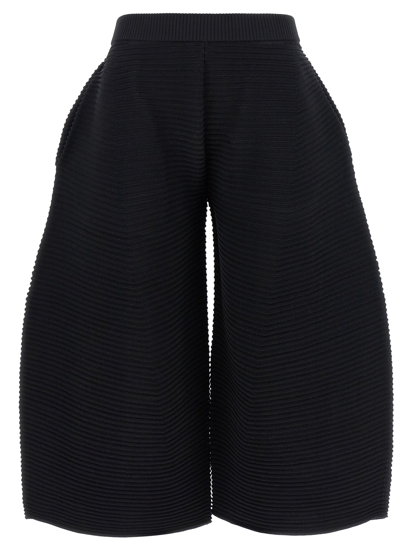 Black Polyester Cropped Pants