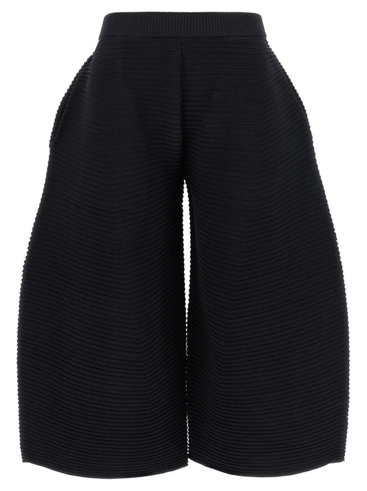 Black Polyester Cropped Pants