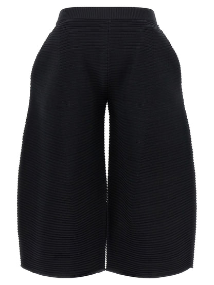 Black Polyester Cropped Pants