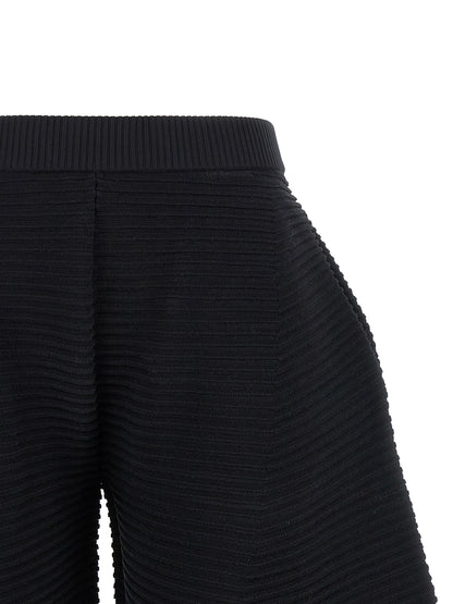 Black Polyester Cropped Pants