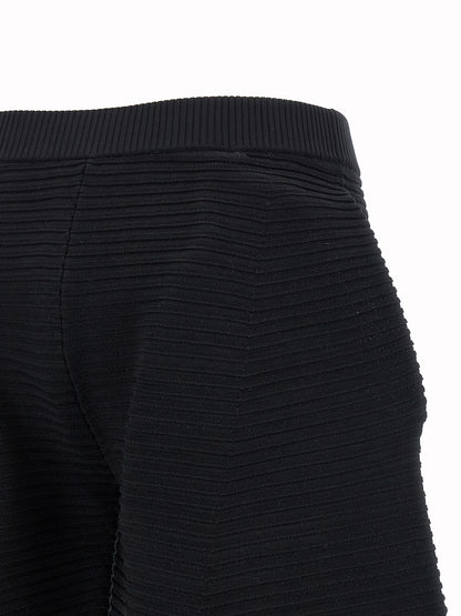 Black Polyester Cropped Pants