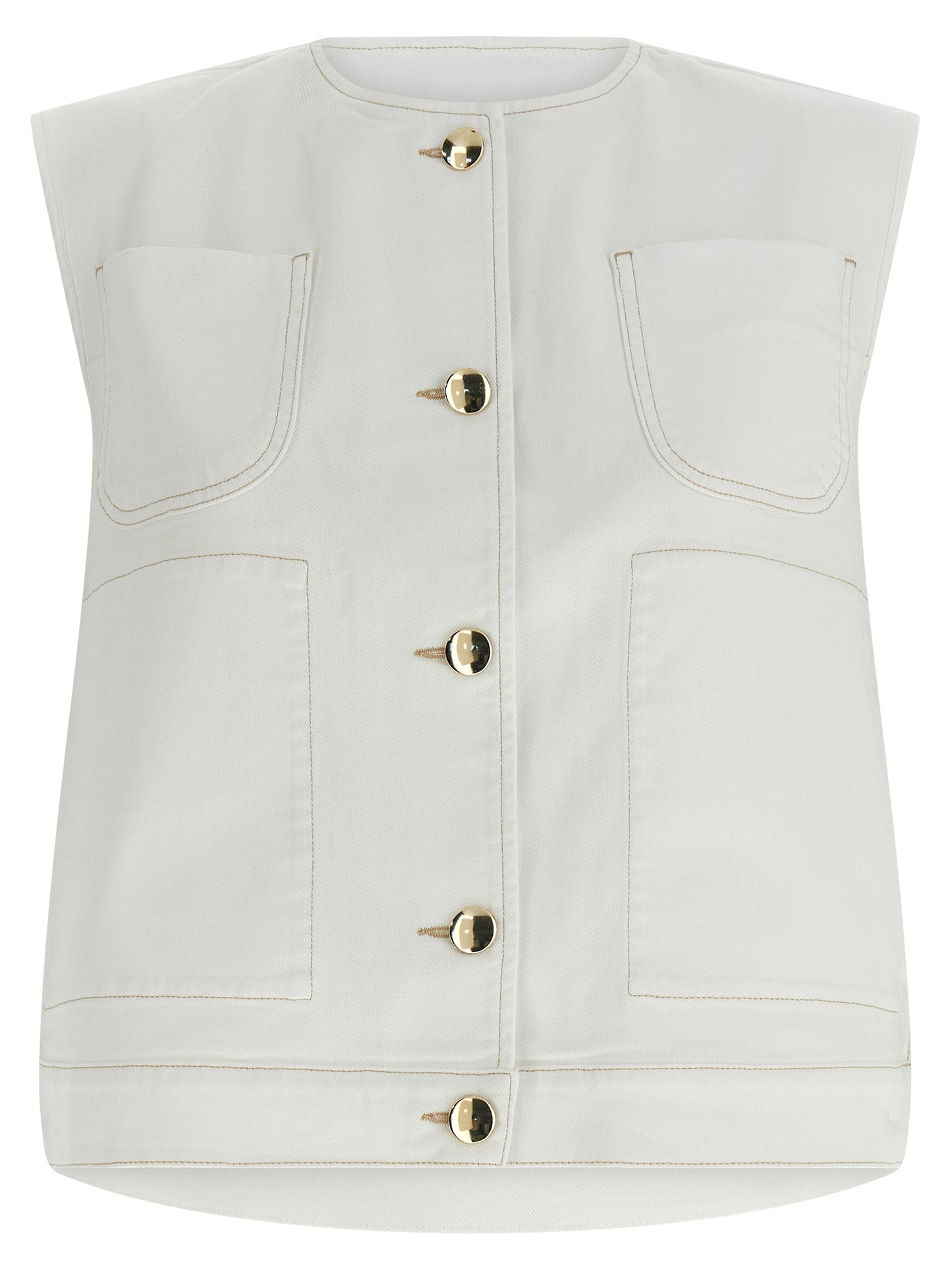 White Cotton Sleeveless Jacket