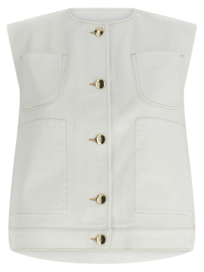 White Cotton Sleeveless Jacket