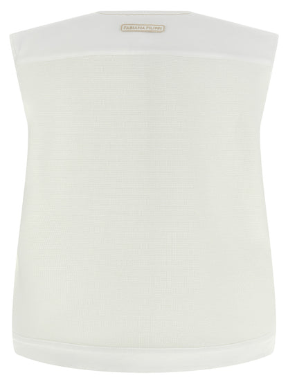 White Cotton Sleeveless Jacket