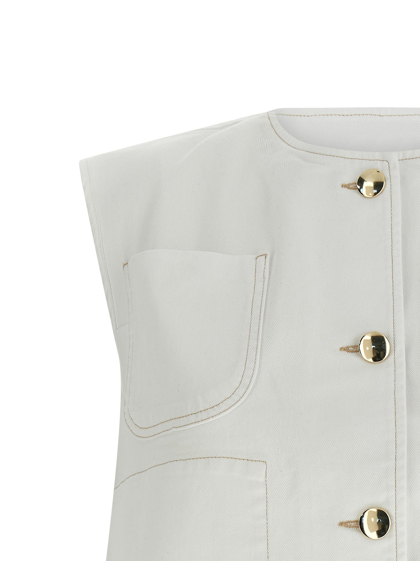 White Cotton Sleeveless Jacket