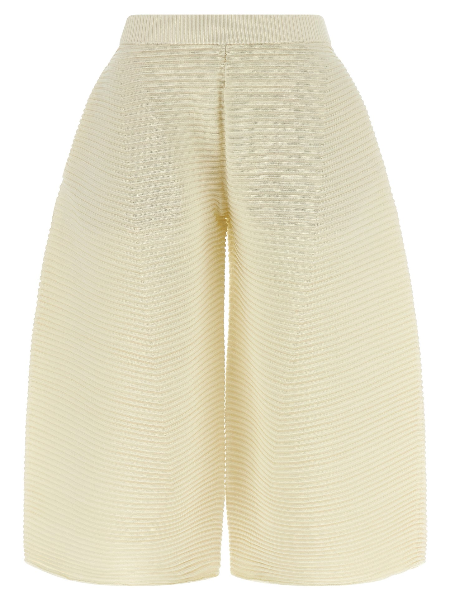 White Polyester Cropped Pants