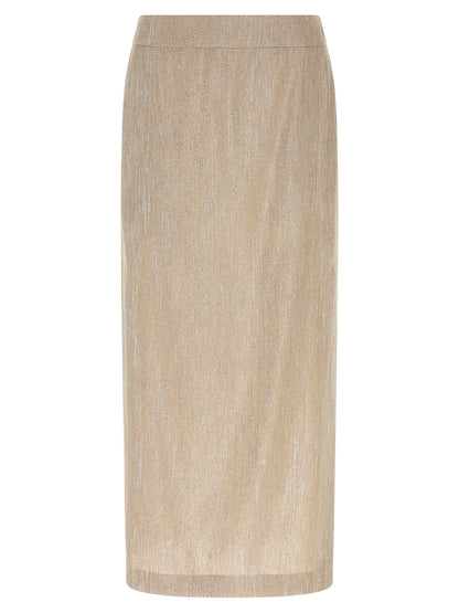 Beige Viscose Midi Skirt