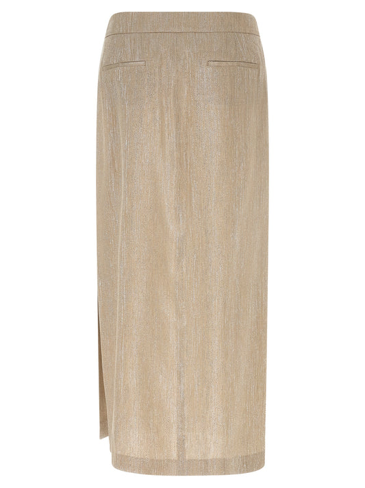 Beige Viscose Midi Skirt