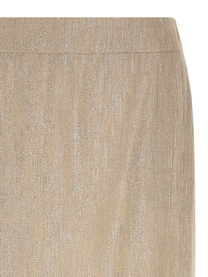Beige Viscose Midi Skirt