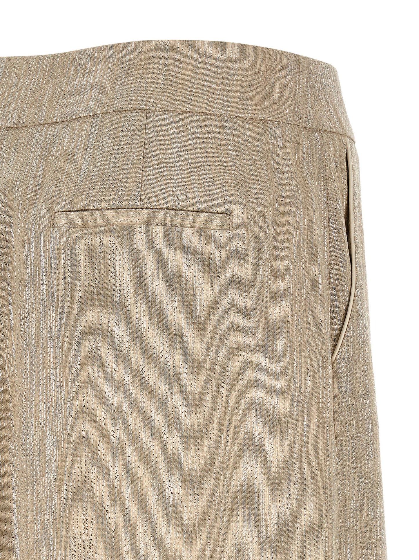 Beige Viscose Midi Skirt