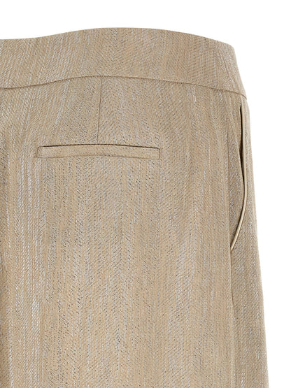 Beige Viscose Midi Skirt