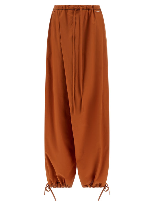 Orange Cotton Casual Pants