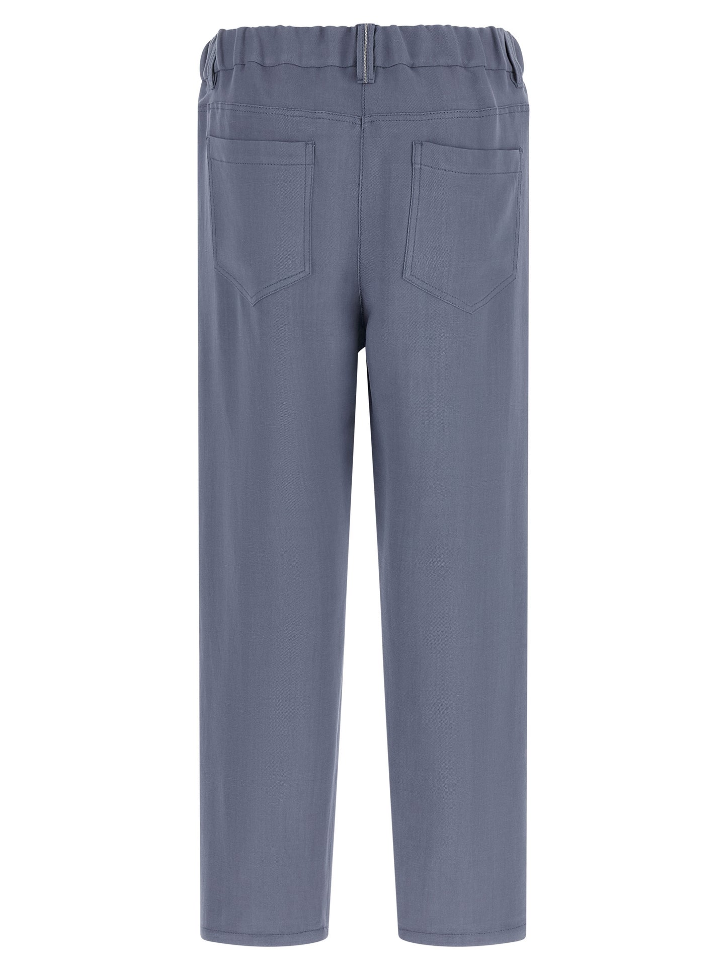 Blue Viscose Casual Pants