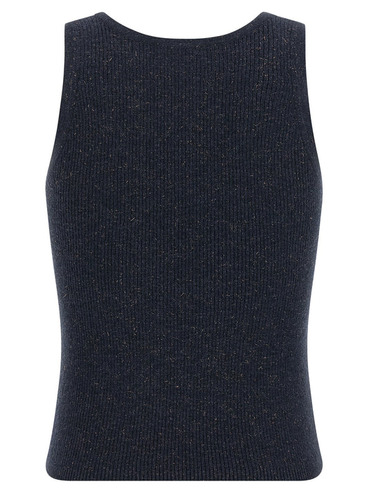 Blue Cashmere Sleeveles T-Shirt