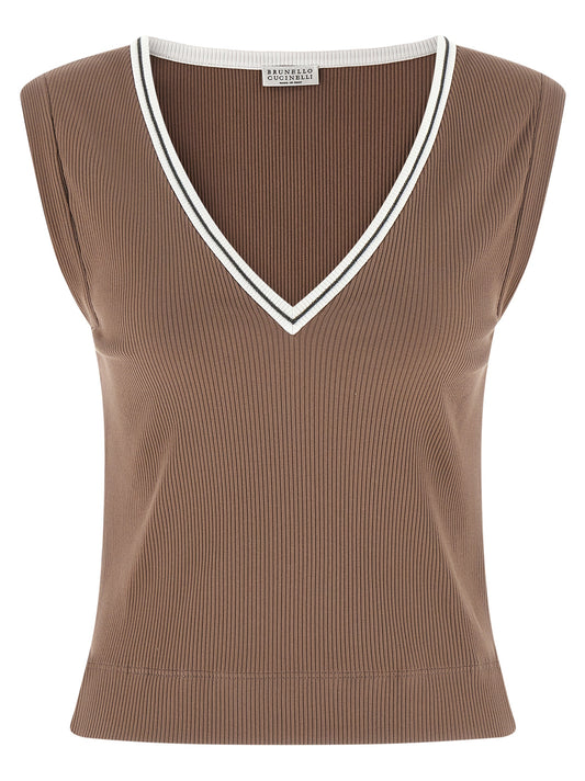 Brown Cotton Tank Tops