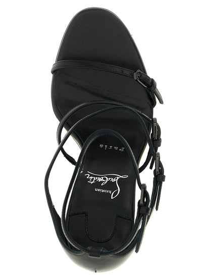 Black Goatskin Stiletto Heel Sandals