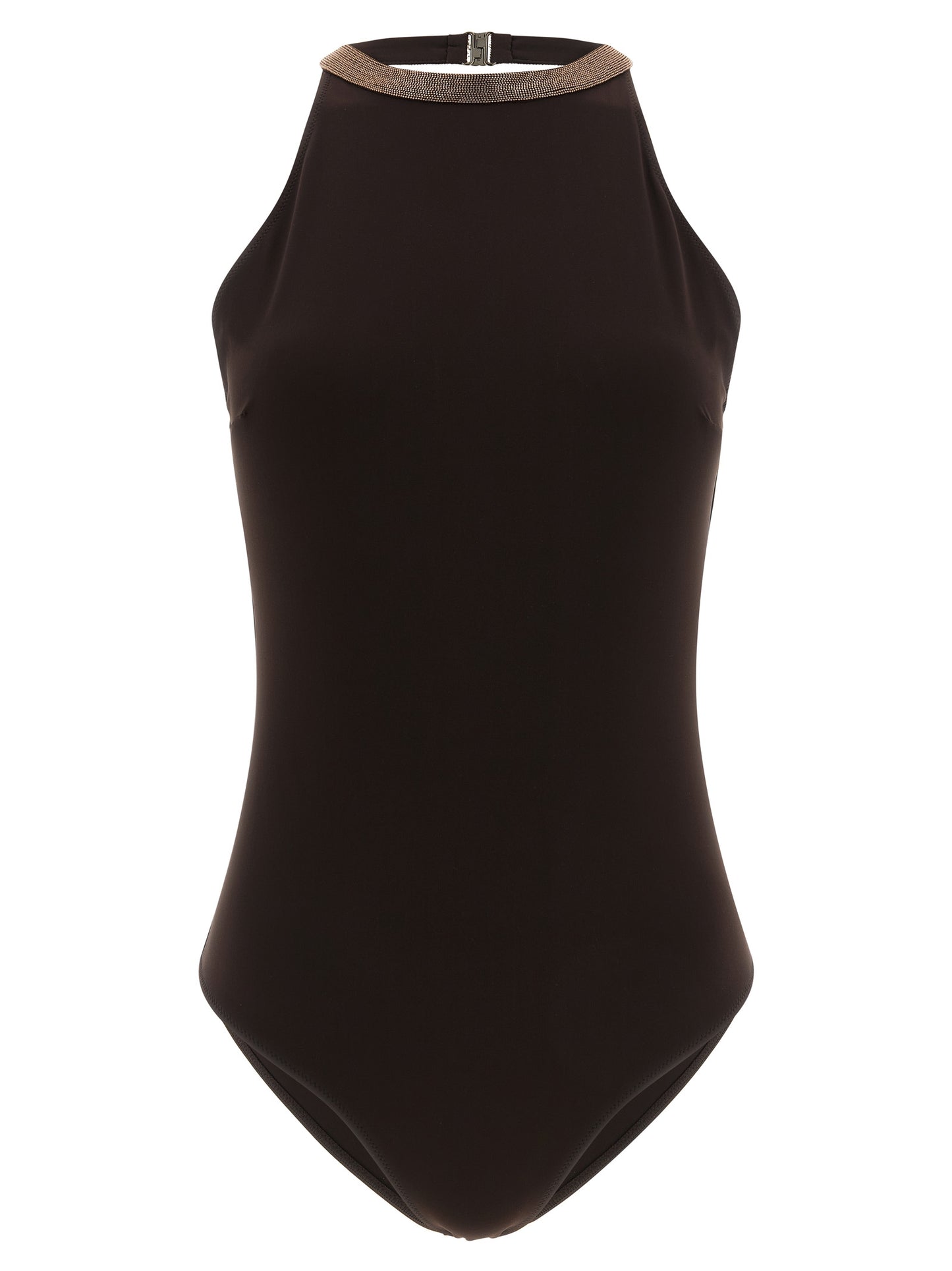Brown Polyamide One-Piece Swimsuit