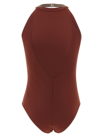 Bordeaux Polyamide One-Piece Swimsuit