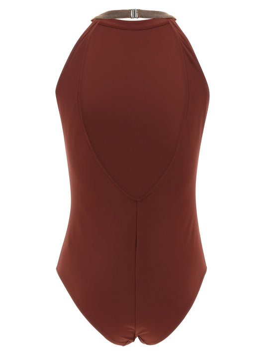 Bordeaux Polyamide One-Piece Swimsuit