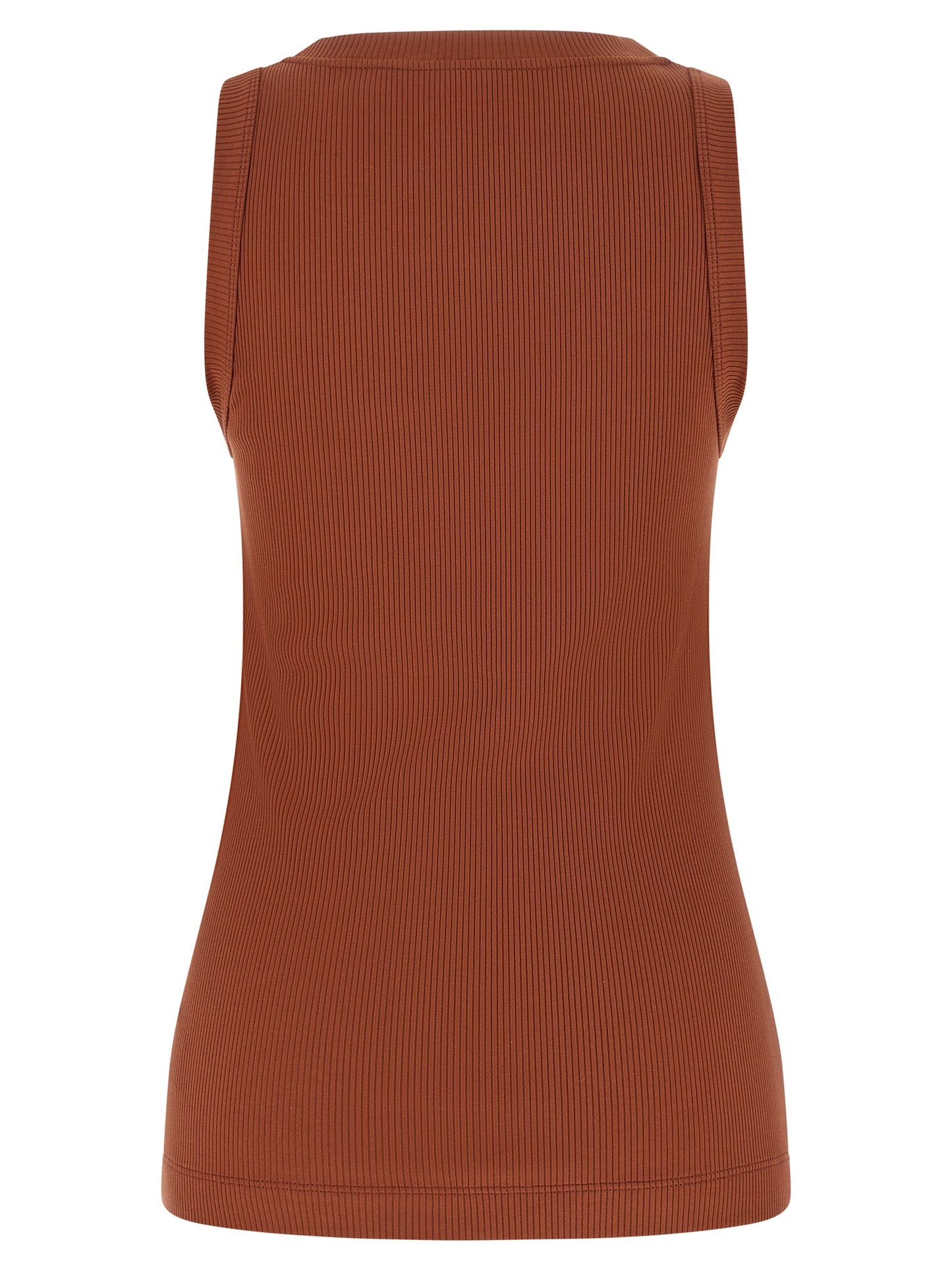 Brown Cotton Sleeveles T-Shirt