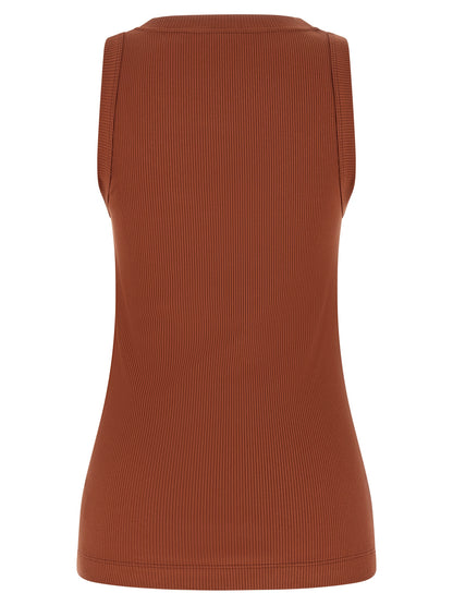 Brown Cotton Sleeveles T-Shirt