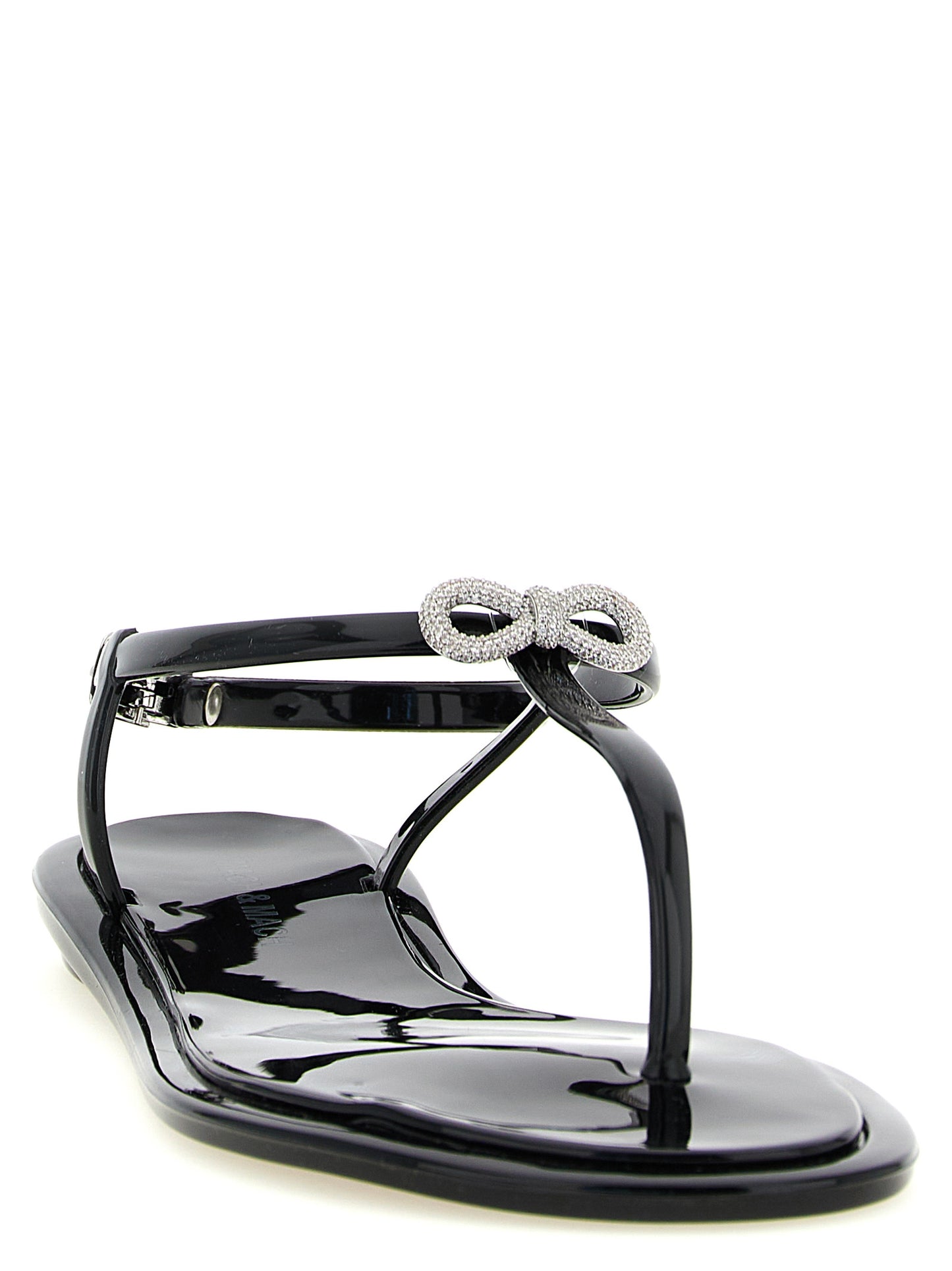 Black Pvc Flat Sandals