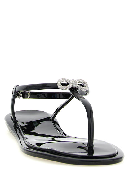 Black Pvc Flat Sandals