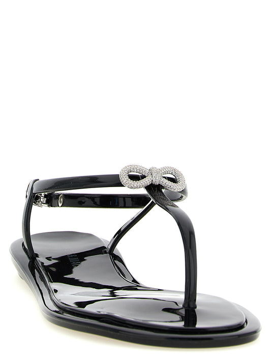 Black Pvc Flat Sandals