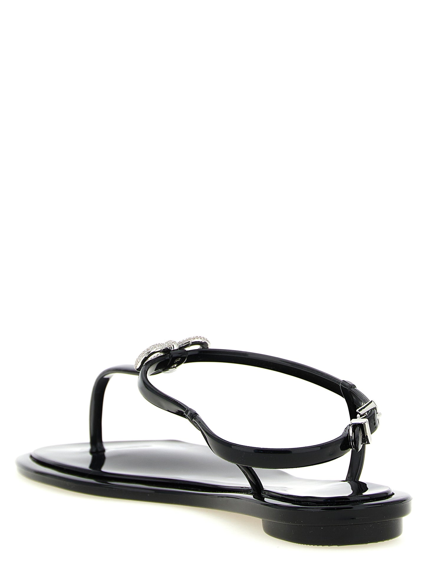 Black Pvc Flat Sandals