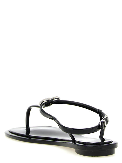 Black Pvc Flat Sandals