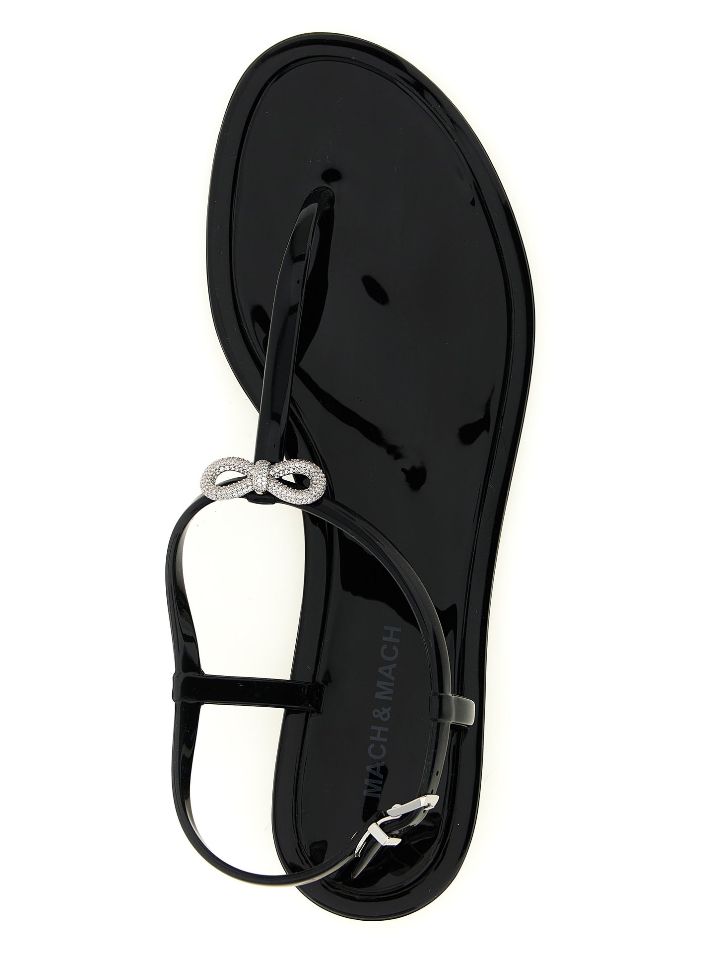 Black Pvc Flat Sandals