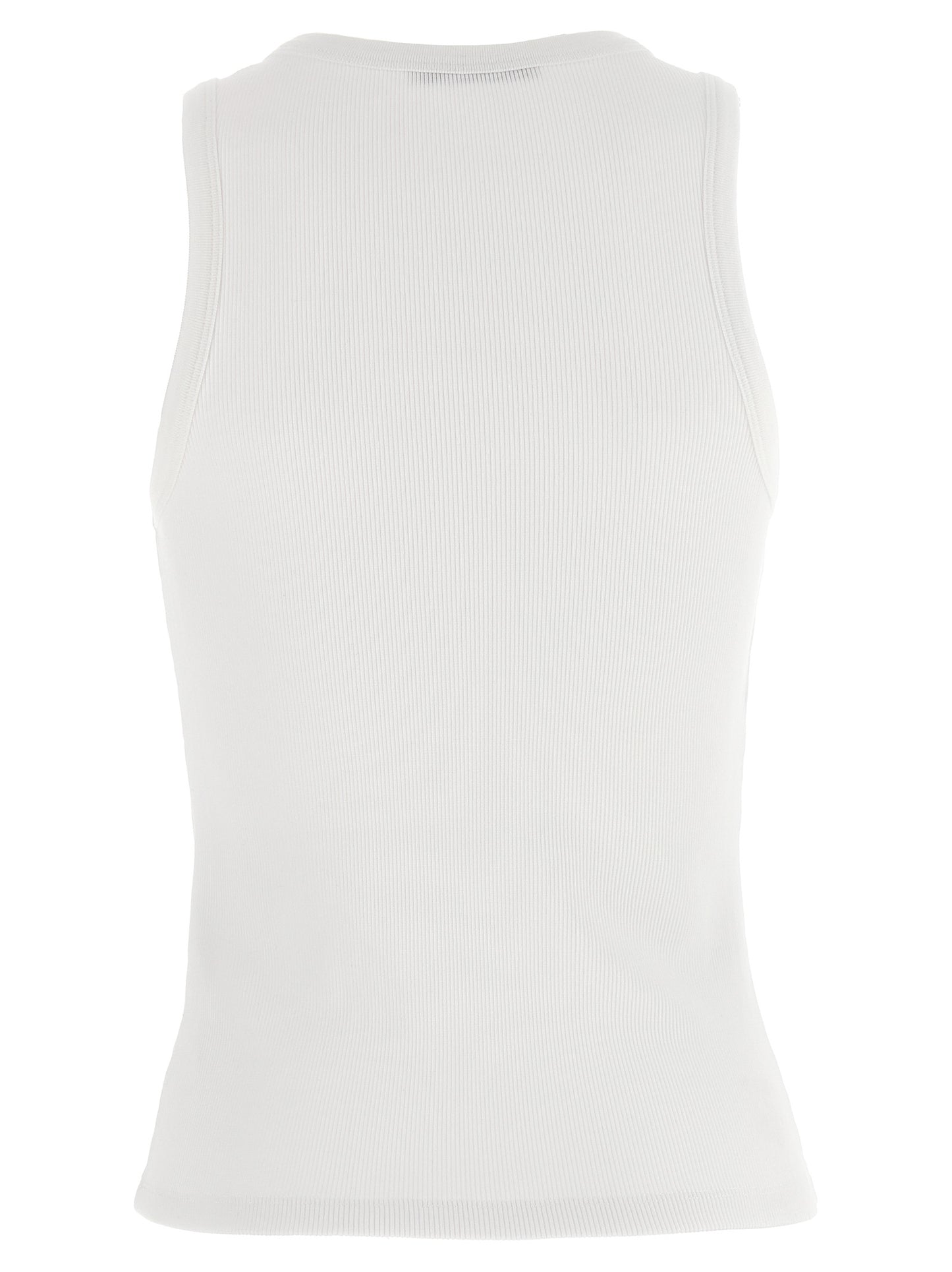 White Cotton Sleeveles T-Shirt