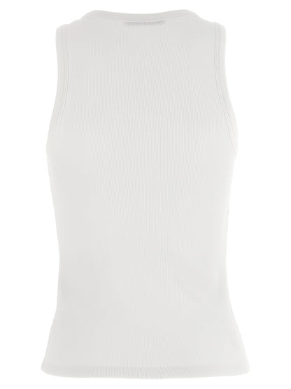 White Cotton Sleeveles T-Shirt