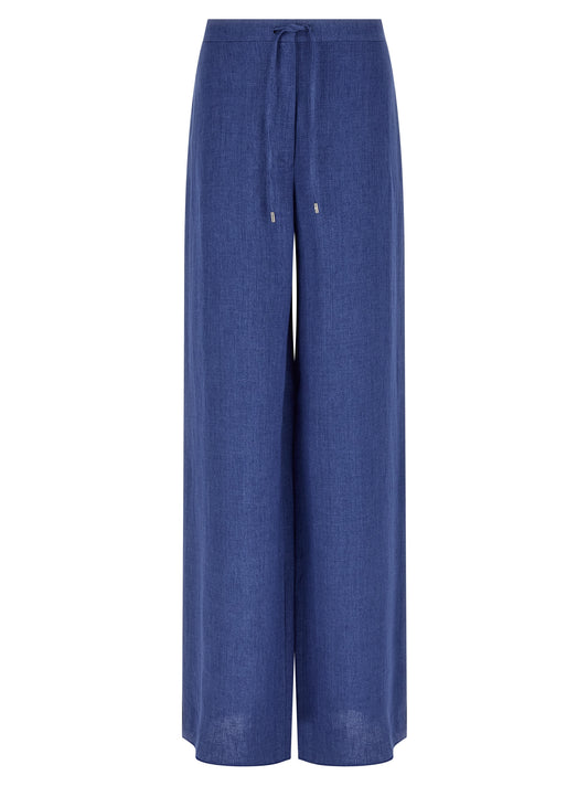 Blue Linen Casual Pants