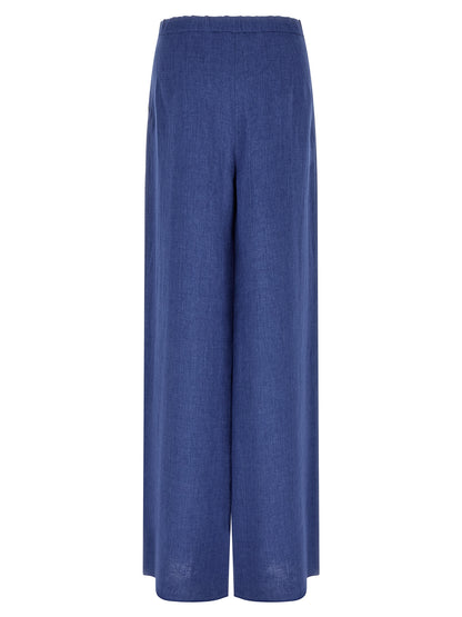 Blue Linen Casual Pants