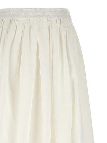 White Cotton Midi Skirt