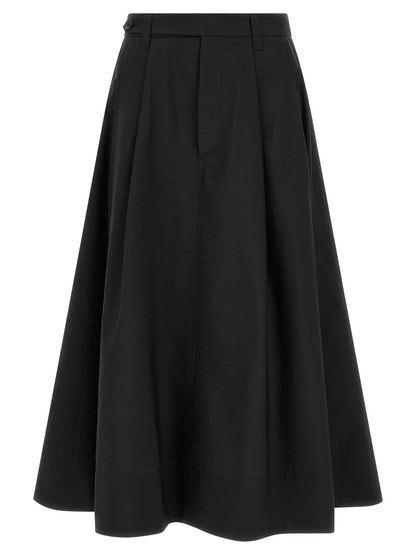 Black Cotton Midi Skirt