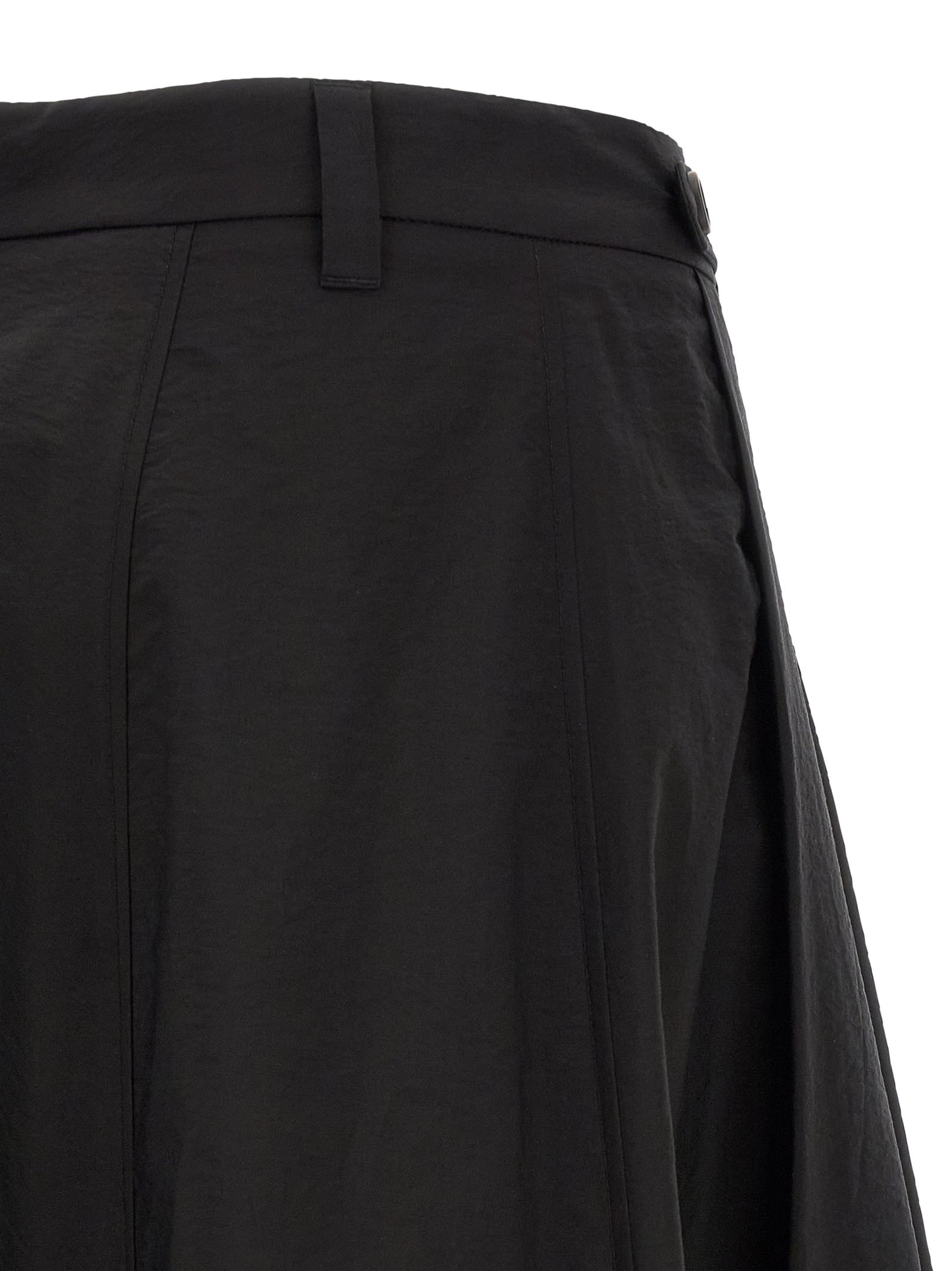 Black Cotton Midi Skirt