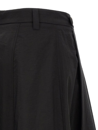 Black Cotton Midi Skirt