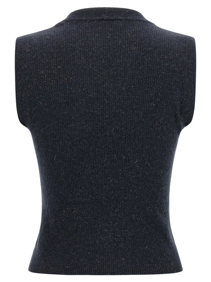 Blue Cashmere Sleeveless Jacket